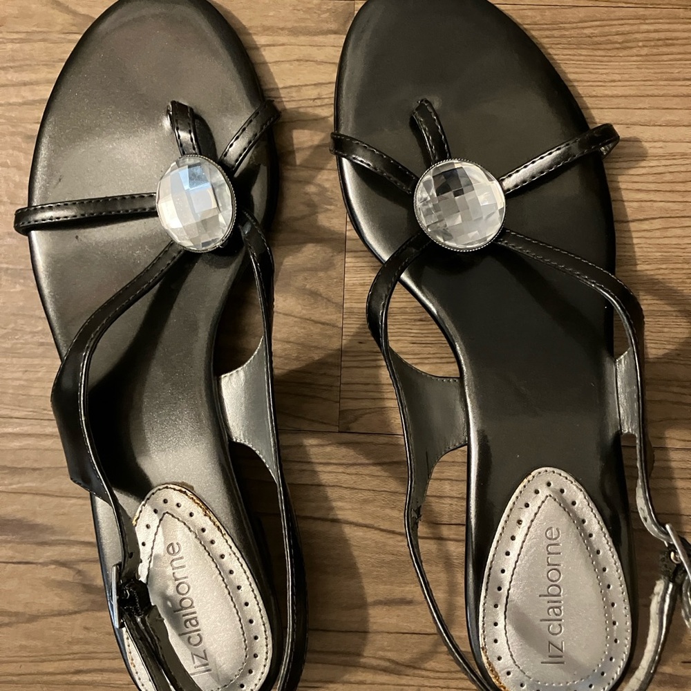 Liz Claiborne Black Sandals with Crystal